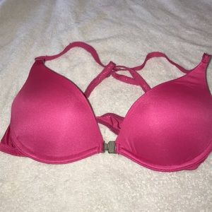 Pink push up racerback bra